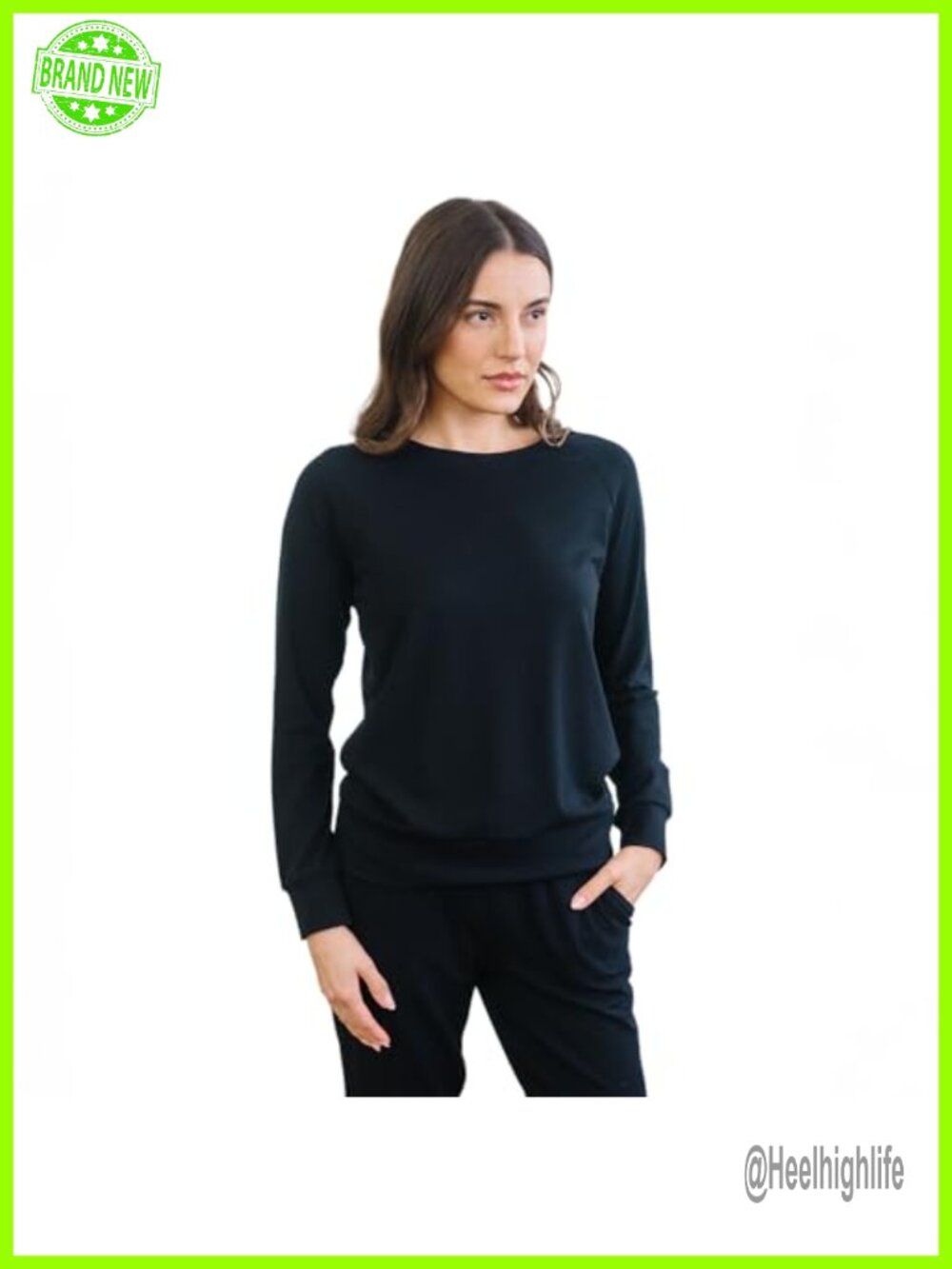 Pullover Crew Neck Sweater Relaxed Fit Lightweight Viscose Bamboo Blend